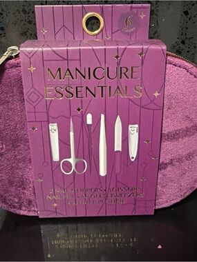CATHERINE MALANDRINO Manicure Set 6-pc Professional Quality Purple V Zip Case